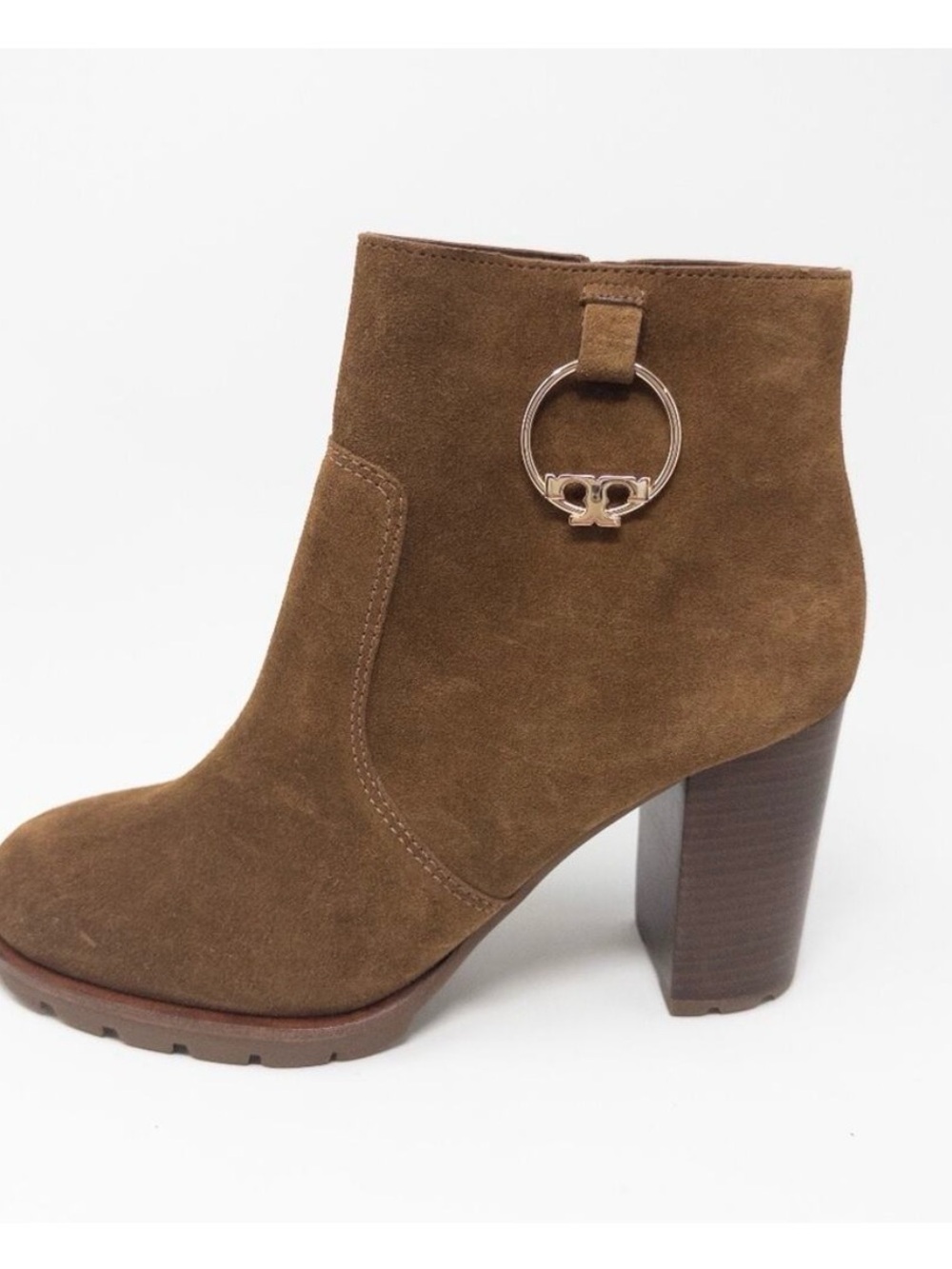 NWOT Tory Burch Sofia Lug Sole Bootie Suede Festival Brown size 7 1/2